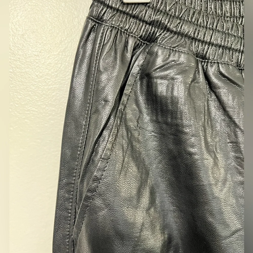 ZARA Faux Leather Jogger Pants Black Size S High Rise Tapered Fit - Picture 4 of 11